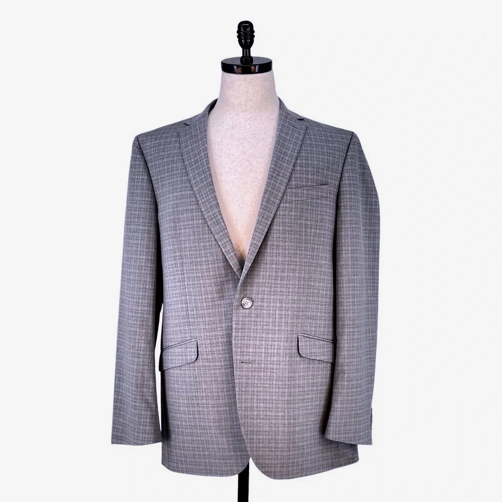 REACTION KENNETH COLE 44R Techni-Cole Gray Plaid Jacket Blazer‎ Sport Coat